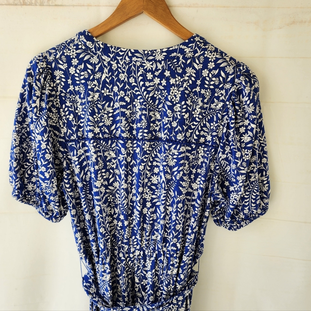 Boden Sofia Trim Jersey Blue Floral Midi Dress - Picture 11 of 13